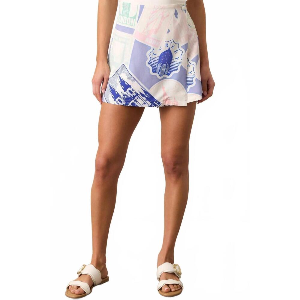 NEW PROSPERINA peyton skort in passport blue print